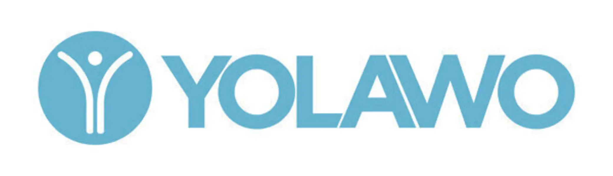 Hellblaues Logo der Buchungsplattform „Yolawo“, bestehend aus einem stilisierten Menschensymbol im Kreis links und dem Schriftzug „YOLAWO“ in Großbuchstaben rechts. | © Yolawo