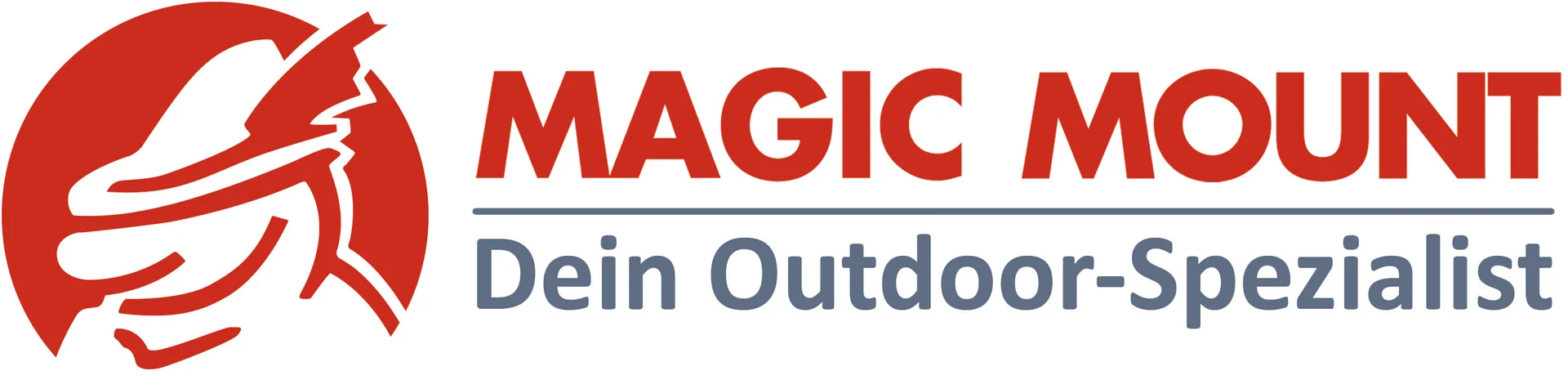 Rotes Symbol mit Schriftzug „Magic Mount – Dein Outdoor-Spezialist“. | © MagicMount