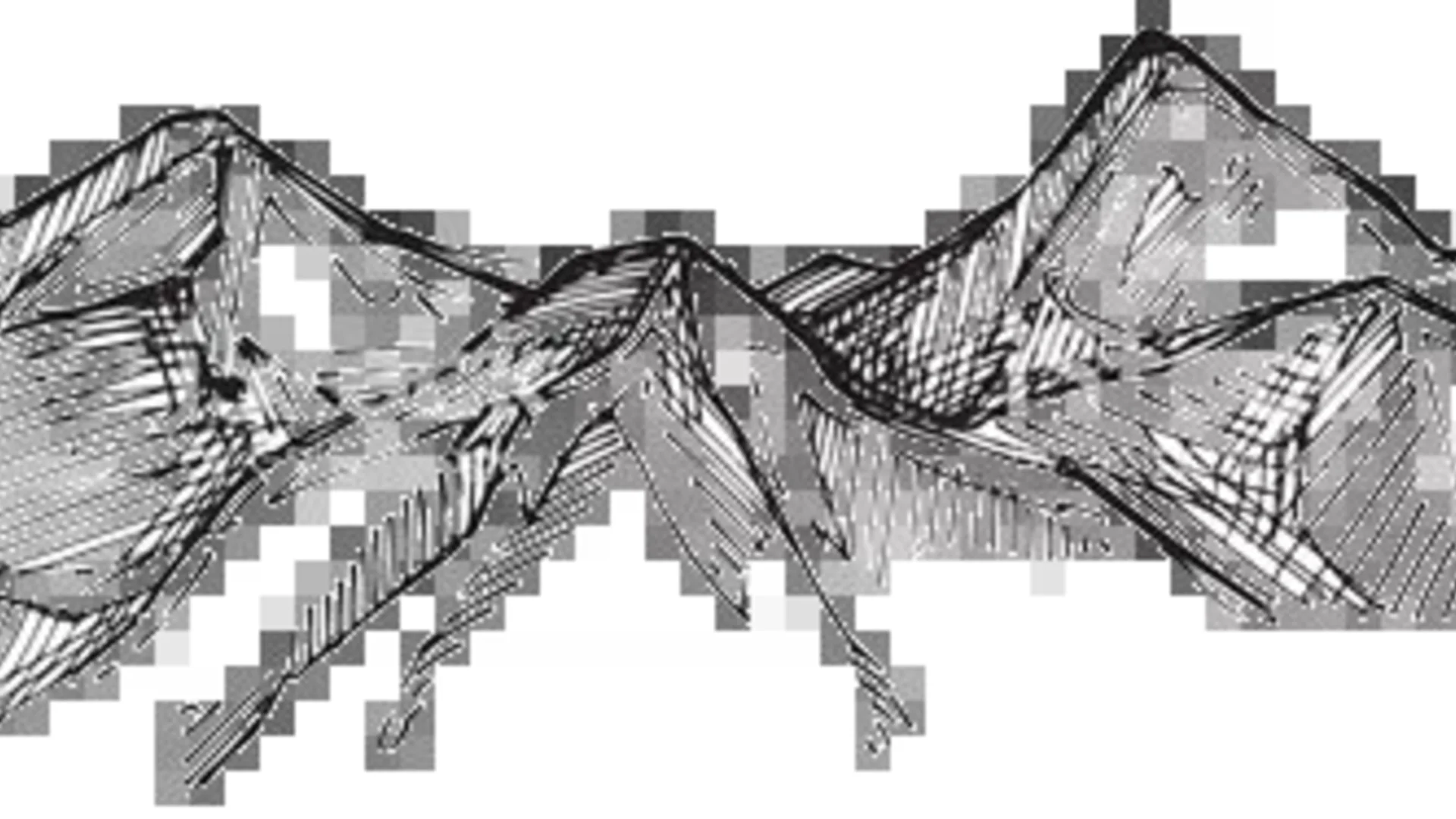 chwarz-weiße Strichzeichnung von mehreren Berggipfeln, handgezeichnet im Skizzenstil, ohne Farbe oder Beschriftung. Transparenter Hintergrund. | © DAV