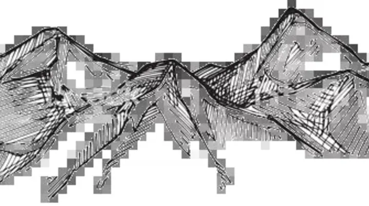 chwarz-weiße Strichzeichnung von mehreren Berggipfeln, handgezeichnet im Skizzenstil, ohne Farbe oder Beschriftung. Transparenter Hintergrund. | © DAV