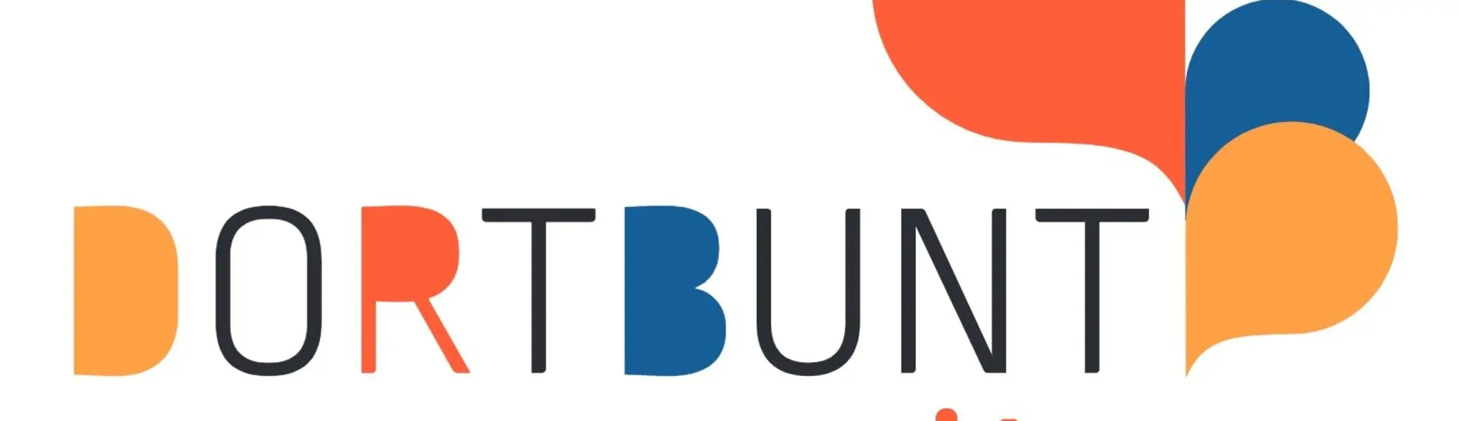 Logo der Veranstaltung DORTBUNT city mit bunten grafischen Elementen in Orange und Blau. | © Dortbund - Stadt Dortmund