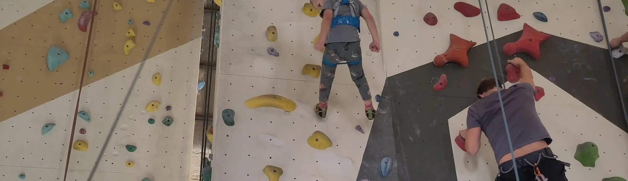 Kletterhalle: 2 Kletterer an der Wand | © DAV Dortmund Cornelia Sourell