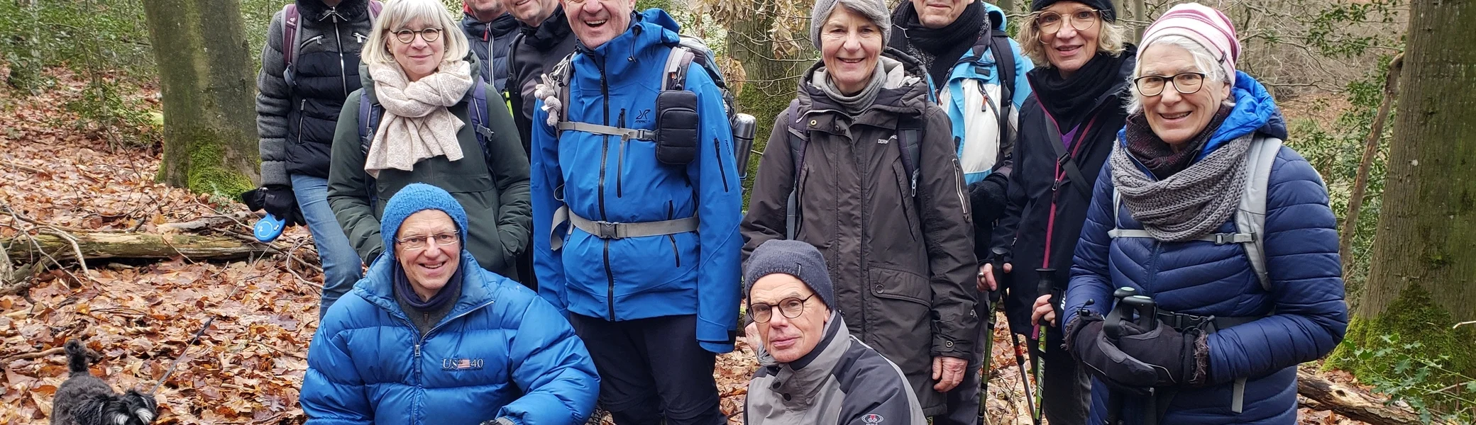 11 Wanderer:innen im Wald, Bäume ohne Blätter | © DAV Dortmund