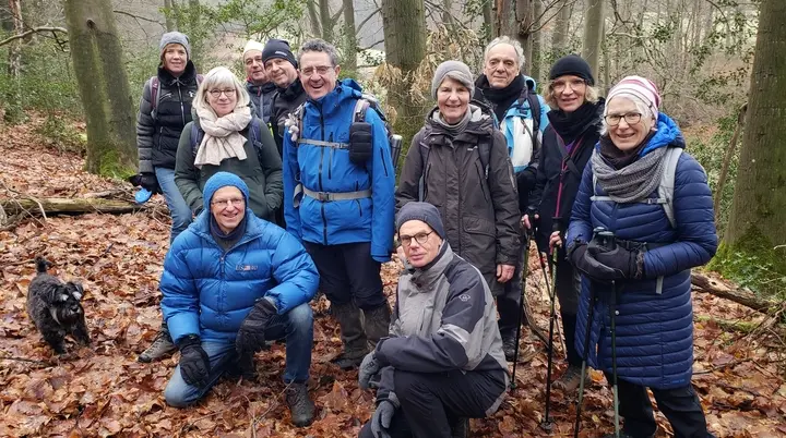 11 Wanderer:innen im Wald, Bäume ohne Blätter | © DAV Dortmund