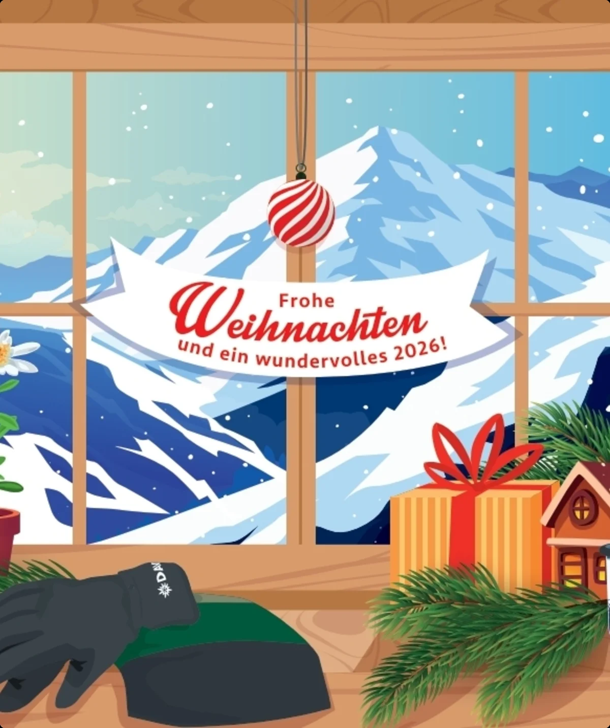 Weihnachtskarte Weihnachts-Deko in einem Fenster | © DAV - München