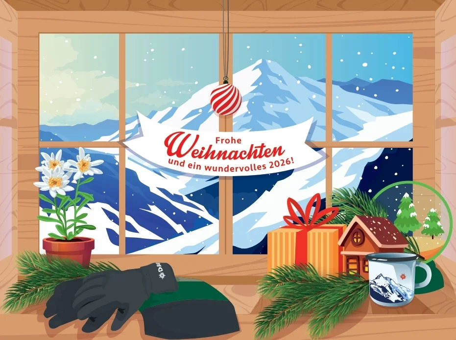 Weihnachtskarte Weihnachts-Deko in einem Fenster | © DAV - München