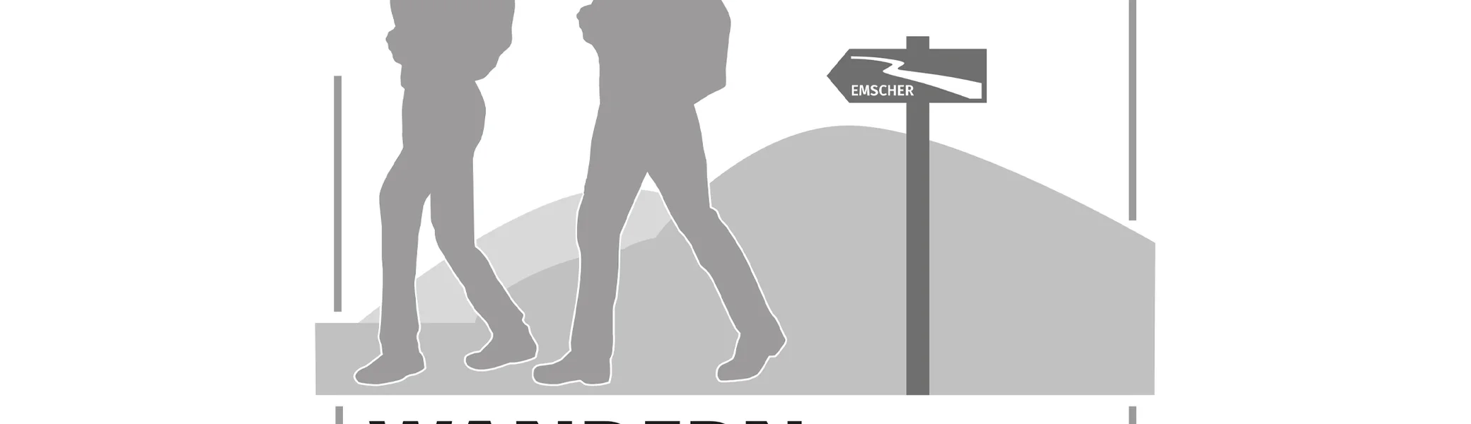  Graues Logo mit zwei wandernden Personen, einem Wegweiser und dem Schriftzug „Wandern Dortmund“. | © DAV Dortmund