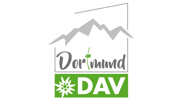 Logo der DAV Sektion Dortmund mit stilisiertem Berg, Fernsehturm und Edelweiß | © DAV Dortmund