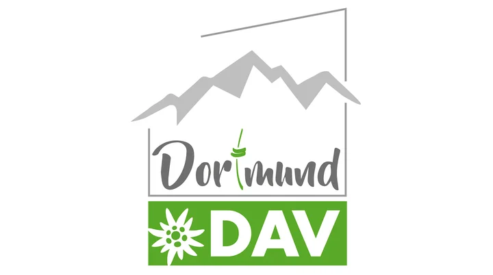 Logo der DAV Sektion Dortmund mit stilisiertem Berg, Fernsehturm und Edelweiß | © DAV Dortmund